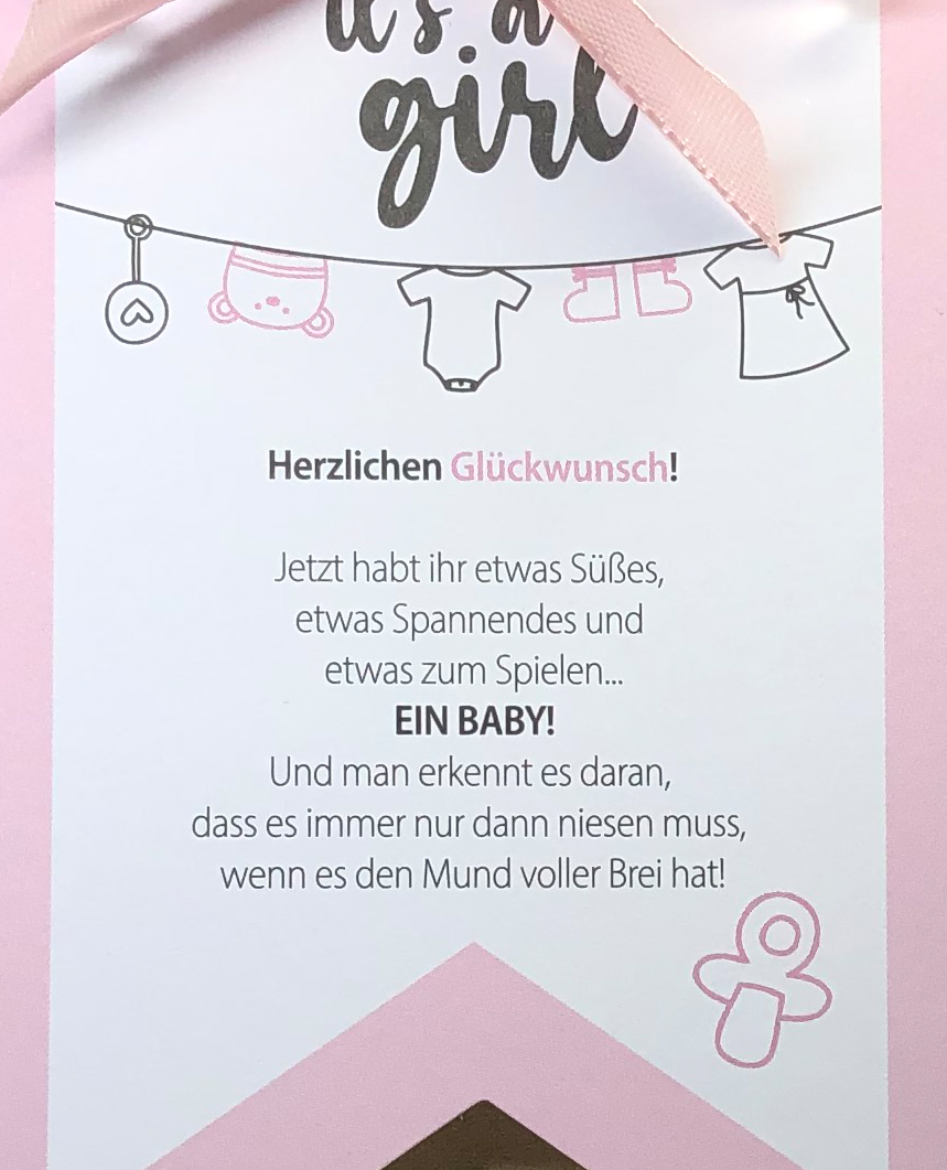 “It’s a girl” Geschenk zur Geburt eines Mädchens Tinkerella.de