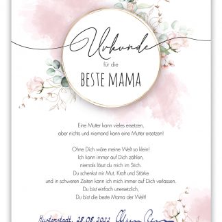 Urkunde Beste Mama "Rose"