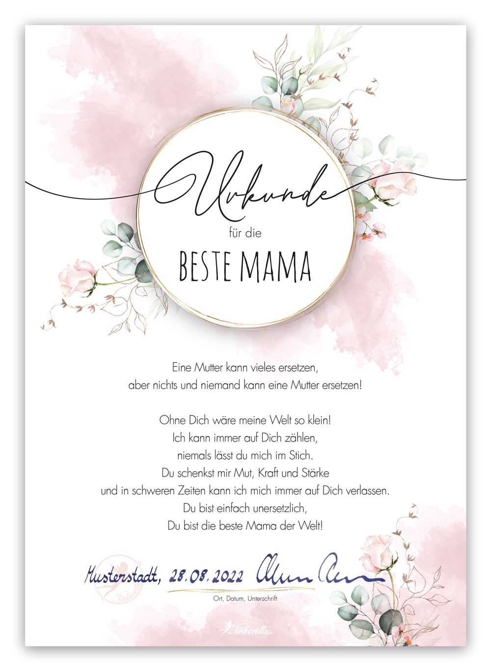 01 Urkunde Beste Mama "Rose"