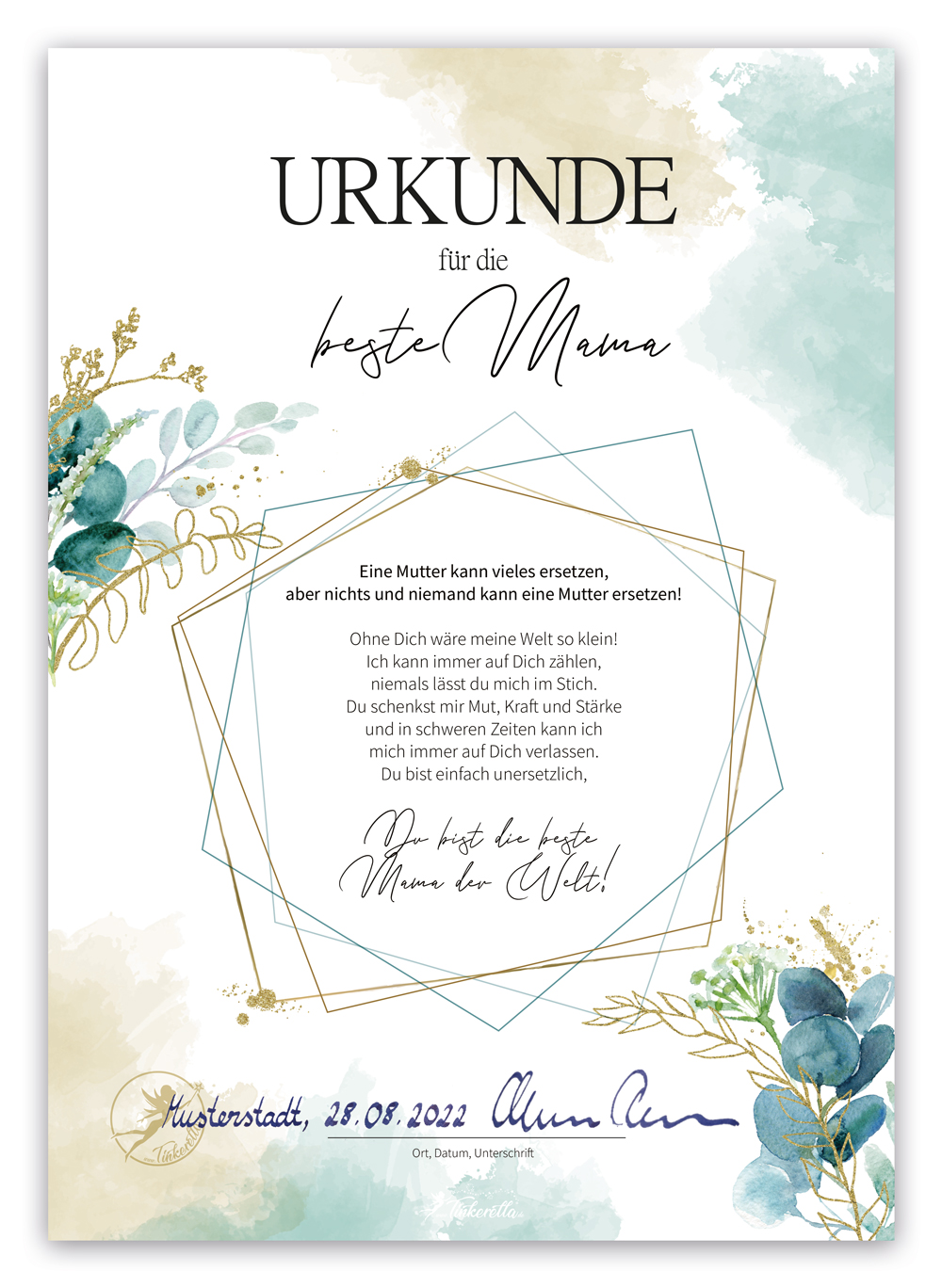 01 Urkunde Beste Mama "Flora"