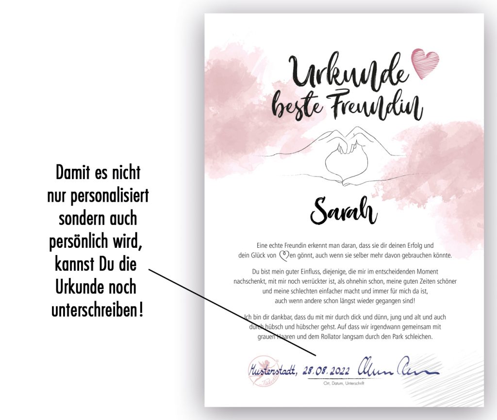 Urkunde Beste Freundin “Herz” Tinkerella.de Urkunde Beste Freundin “Herz” Tinkerella.de