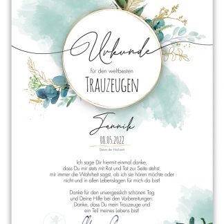 Tinkerella Trauzeugen-Urkunde "Blue"